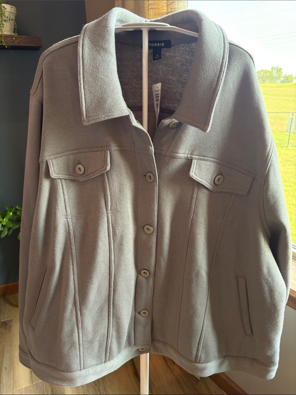 NWT Torrid fleece lined Taupe Button-Front Jacket